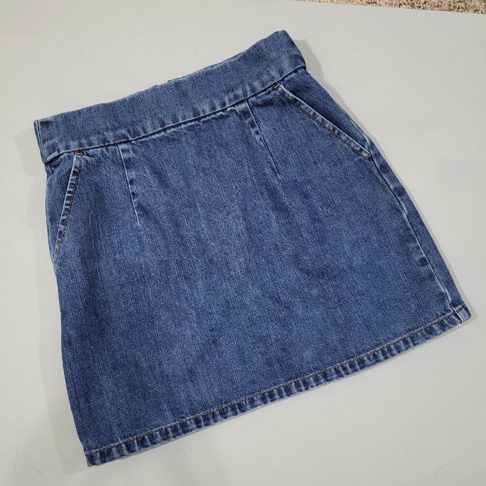 Topshop Moto Denim Mini Skirt W25 Casual jean skirt pockets Cotton Short a line